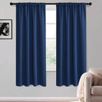 KGORGE Blackout Curtains for Bedroom, Privacy Thermal Insulation Room Darkening Noise Reducing Rod Pocket and Back Tab Drapes for Living Room Bedroom, W52 x L63 inches, Blue, 2 Panels