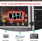 Led Neon Open Signs for Business,16.5"X 9" Ultra Bright Open Signs, Powered by 12V/2A AC Adapter, 6 Levels Adjustable Bright Led Neon Open Sign for Bar Salon Coffee Stores Club Hotel (Black Backplate)