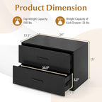 POWERSTONE 2 Drawers Storage Cabinets, Wooden Dresser Organizer, Under Desk Storage for Living Room, Bedroom, Home Office, Black