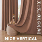 H.VERSAILTEX 100% Blackout Curtains for Bedroom Thermal Insulated Linen Textured Curtains Heat and Full Light Blocking Drapes Living Room Curtains 2 Panel Sets, Washed Spice, 52x72 Inch