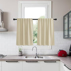 KGORGE Short Blackout Curtains 36 inch Length for Kitchen, Back Tab Rod Pocket Privacy Thermal Insulation Short Half Window Tiers Curtains for Bathroom Basement Offic, W34 x L36, Biscotti Beige