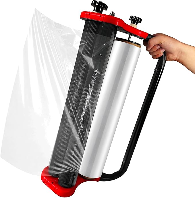 Ergonomic Stretch Film Dispenser - Reduces Operator Fatigue, Shrink wrap Handle for Warehousing, Logistics, Pallets, Commercial, and Home Use (15-in Dispenser for 15-in Stretch Film)