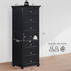 Tall Black Dresser for Bedroom with 7 Drawers, 52" Tall Modern Style Wooden Lingerie Chest with Crown Molding and Solid Wood Ball Legs, Anti-0xidation Zinc Alloy Knob(Black)
