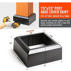 8"x8" (Actual: 7.5"x7.5") Deck Post Base Cover Split, Aluminum Post Base Trim Skirt Decorative Black 1Pack