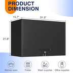 Yizosh Metal Garage Wall Cabinet with Doors and Shelves, Wall Mounted Metal Storage Cabinet, Floating Garage Tool Cabinet for Garage, Basement, Kitchen, Warehouse (Black, 21.6" H)