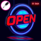 GreenCube 21"x19" Open Sign - Ultra Bright Jumbo LED Neon Large Open Sign - Remote Controlled - Get Your Business Seen Day or Night