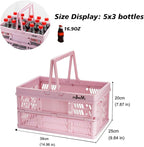 Pink crates for storage,plastic baskets for organizing,14.96" x9.84"x 7.87" collapsible shopping basket,20L foldable crate with Handles,Car Milk Dairy crate for Kitchen,Bathroom,school,office