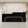 Modern Reception Desk with Counter Front Reception Table with Hidden LED Lighting Commercial Receptionist Desk Black Checkout Counter Fully Assembled and Ready to Use 71inch/180cm