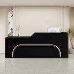 Modern Reception Desk with Counter Front Reception Table with Hidden LED Lighting Commercial Receptionist Desk Black Checkout Counter Fully Assembled and Ready to Use 118inch/300cm