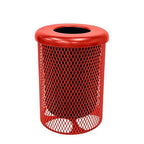 COATEDOUTDOORFURNITURE RFT-RED Heavy Duty 32 Gallon Round Trash Receptacle, Liner Included, Red with Flat Top Lid, Made in America