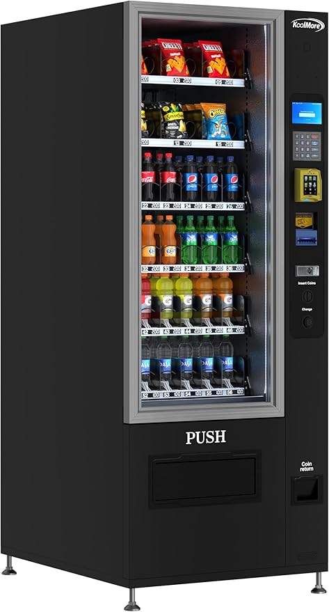 KoolMore Refrigerated Snack Vending Machine with 36 Slots Featuring Credit Card Reader and Bill Acceptor in Black (KM-VMR-30-BR)