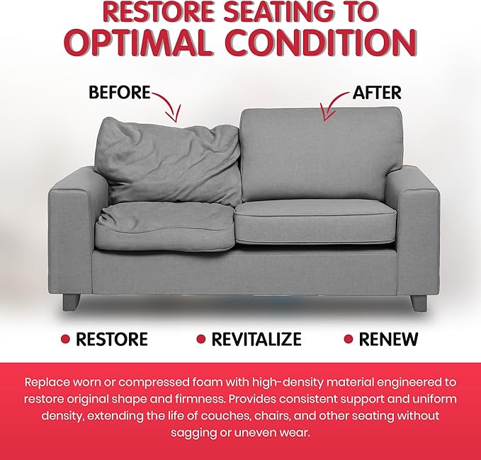 FOAMYFOAM 4Pack High Density 1 inch Thick, 24 inch Wide, 72 inch Long Upholstery Foam, Cushion Replacement