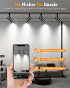 VANoopee 3-Color Zoomable 20W LED Track Lighting Heads H Type Track Light Heads Dimmable Bright Ceiling Spotlight Fixtures for Kitchen, 3000K 4000K 5000K Adjustable, CRI90+ 15°-60° 2000lm Black 6 Pack