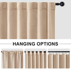 Hiasan Privacy Room Divider Patio Sliding Door Curtain Extra Wide Blackout Thermal Insulated Curtains with Back Tab & Rod Pocket for Bedroom Partition Living Room (120 x 108 Inches, Beige)