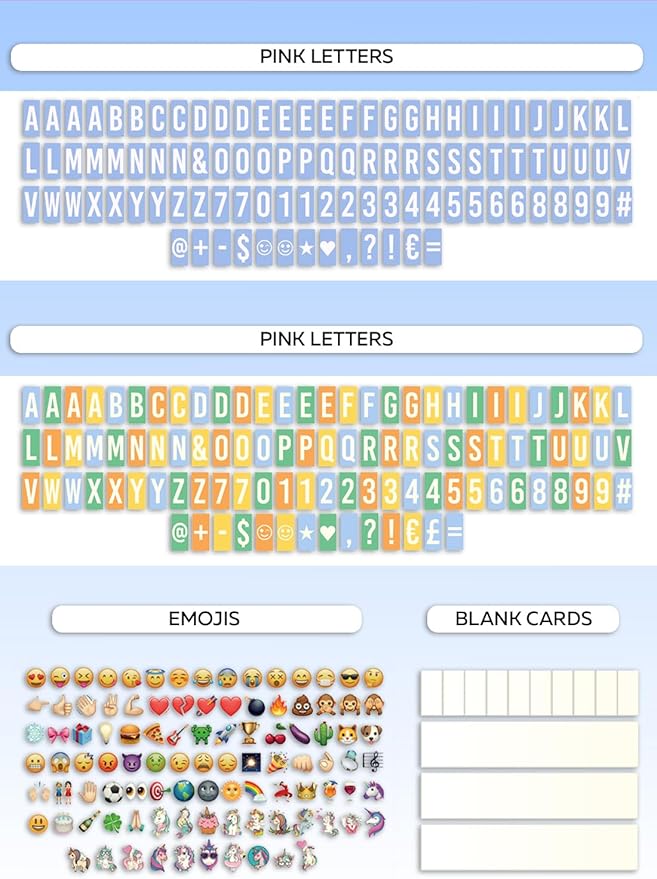 Blue Cinema Light Box with 312 Letters, Emojis & 3 Markers - Led Light Box Sign for Home & Blue Bedroom Decor for Girls - Light Up Letter Board - Best Gift Idea for Girls on Birthday