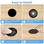 4 Pcs Cable Grommet, Snap Bushing 3-9/16" (90 mm) Mounting Diameter, Flexible Petal-Shaped Buckle Round Nylon Desk Grommet for Wires Through Countertop Cord Organizer and Protection, Black