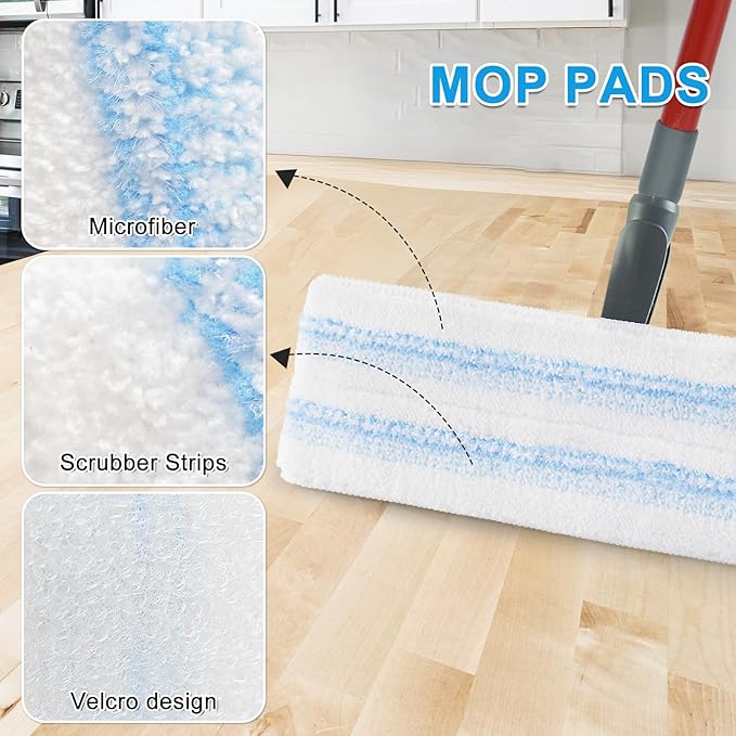 Mop Replacement Pads for Ocedar H2prO Flat Mop, 7 Pack Mop Refills for O-Cedar H2pro Flat Mop, Machine Washable Reusable Microfiber Mop Heads Replacements for Ocedar H2 Pro Mop