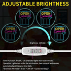 MissAudrey Open Neon Sign for Business with Cycle Timer,We're Open Come In Business Hours Neon Sign with Dimmable for Store front Window Shop Store Bar Salon Cafes Pubs Hotel Wall Decor