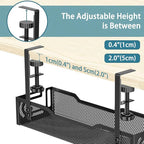 Under Desk Cable Management Tray, No Drill Mesh Desk Cable Tray, Wire Management Tray Cable Management Rack, Wire Organizer and Cable Management Box (Black)