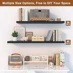 12 Inch Deep Floating Shelves for Wall 2 Pack Floating Shelfs Large Storage Space Wall Decor Display Shelf for Bathroom Living Room Bedroom Kitchen 30" W x 12" D x 1.2" H Black
