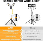 LUTEC 【Upgraded】 6290Max 11000 Lumen 92W Dimmable LED Work Light with Telescoping Tripod, Adjustable Color Temperature Dual-Head Work Light with Stand and 8 Ft 3-Prong Power Cord