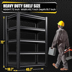5-Tier Garage Shelving Heavy Duty, 3000LBS Metal Shelving Unit, Adjustable Garage Storage Shelves, Easy Assembly Steel Shelving, Utility Storage Rack Shelf for Warehouse, 72”H*45.7”W*20”D, 2 Pack
