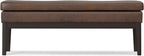 SIMPLIHOME Carlson Ottoman Bench - 45 inch Wide Upholstered Vegan Leather Rectangle Ottoman in Distressed Chestnut Brown, Mid Century Modern Bench for Bedroom or Living Room with Padded Seat