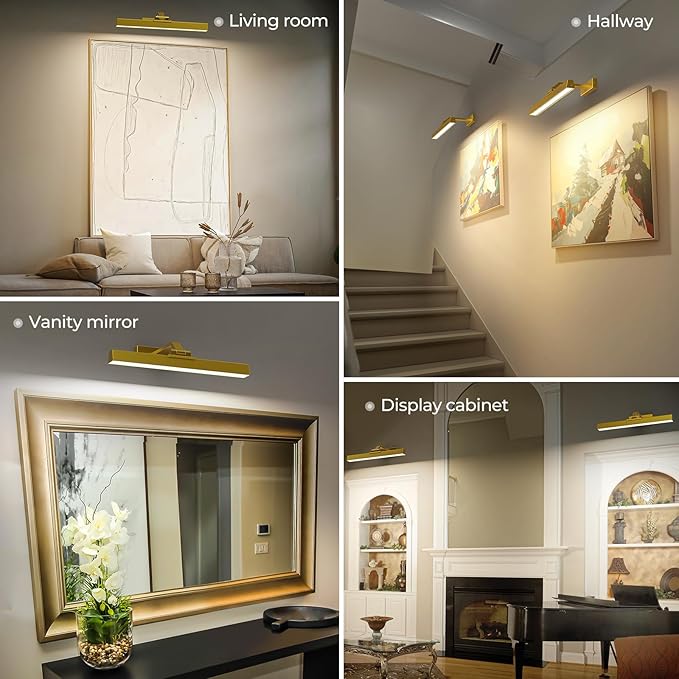 Picture Lights for Wall, Battery Operated Picture Light 16in Gallery Light for Paintings CCT Dimmable Recharging Battery Wall Light with Remote Control for Living Room Gallery Dartboard Art 2PCS
