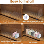 Acrylic Purse Organizer, Purse Storage Rack for Closet Organization, Clear Shelf Divider, Adjustable Clutch Bag Organizer Handbag Dividers Rack, Detachable Separators for Bedroom Bathroom Office
