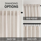MIULEE Non-See-Through Privacy Linen Curtains 2 Panels, Light Filtering Window Curtains Farnhouse Textured Back Tab Semi Sheer Drapes for Bedroom Living Room, 52 x 72 Inches Long, White