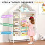 Stackable Storage Drawers - Pull Out Storage Bins with Drawers for Closet Clothes Organizers with Weekly Labels & Clear Window, Closet Shelf Storage for Bedroom, Living Room, 5 Pack, Beige