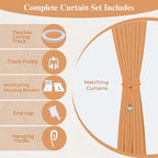 Faux Linen Semi Sheer Extra Wide Room Divider Curtain with Flexible Curtain Track, Light Filtering Privacy Drapes for Window Sliding Glass Door, Living Room Bedroom, Sunset Orange,100"W x 96"L,1 panel