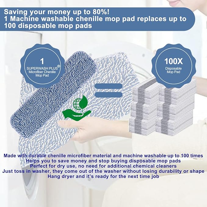 Replacement Microfiber Floor Cleaning Pads - 18''x5'' Dust Mop Refill Sweeping Pad Compatible with Bona Mop, Fits 17” to 18” Flat Mop - 4 Pack