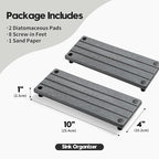 2 Pack Fast Drying Water Absorbing Diatomite Stone Mat Tray for Kitchen & Bathroom Counter - Instant Dry Sink Caddy Organizer - Vanity Holder for Soap and Sponge – Charcoal 10" x 4"
