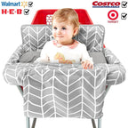 Love&go Soft Pillow Attached 2-in-1 Shopping Cart and High Chair Cover for Baby, Cotton Padded Cart Cover, Fold'n Roll Style, Portable with Carry Bag (Gray Arrow)
