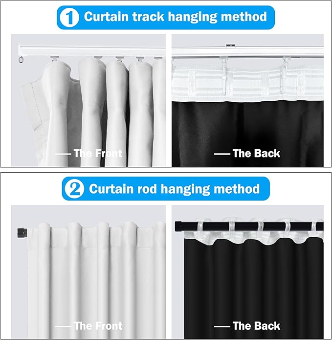 Room Divider Curtains Total Blackout Privacy Curtain Panel Room Thermal Insulated Noise Reduction Curtains for Bedroom Window Living Room Ceiling Track Curtain W 15 ft × H 8 ft White