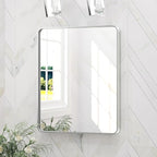 Keonjinn 16 x 20 Inch Brushed Nickel Bathroom Mirrors for Over Sink, Rounded Rectangle Silver Bathroom Vanity Mirror, Metal Framed Farmhouse Mirror for Wall, HD Tempered Glass(Horizontal/Vertical)