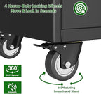 Aobabo Garage Storage Cabinet with Wheels, Metal Tool Storage Cabinet with 2 Drawers for Garage Home,Assembly Required,Black