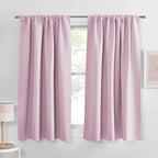 PONY DANCE Bedroom Curtains for Children - 42 x 45 inches Light Pink Window Curtain Drapes Rod Pocket Panels Thermal Insulated Room Darkening for Kitchen Short Length Draperies, Set of 2