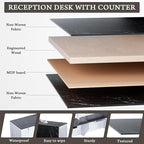 R-Shaped Modern Reception Desk with Counter & Storage - 71"/84" Large Office Front Desk, Salon Checkout Counter with Lockable Cabinets, Shelves & Drawers (Black & White, Right - 71''L x 34''W x 41''H)