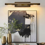 Hardwired Aged Brass Picture Light: 30" Long Rotatable Vintage Antique Gallery Artwork Display Lighting over Pictures Frame - Traditional Museum Accent Spotlight for Library Wall Photo Art Painting