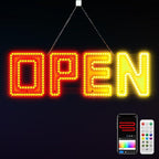 25" X 8" Open Sign, Ultra Bright Large LED Open Signs for Business with APP and Remote Control, Timer, Custom 16 million colors, for Storefronts, Restaurants, Bars, Salons, Cafes