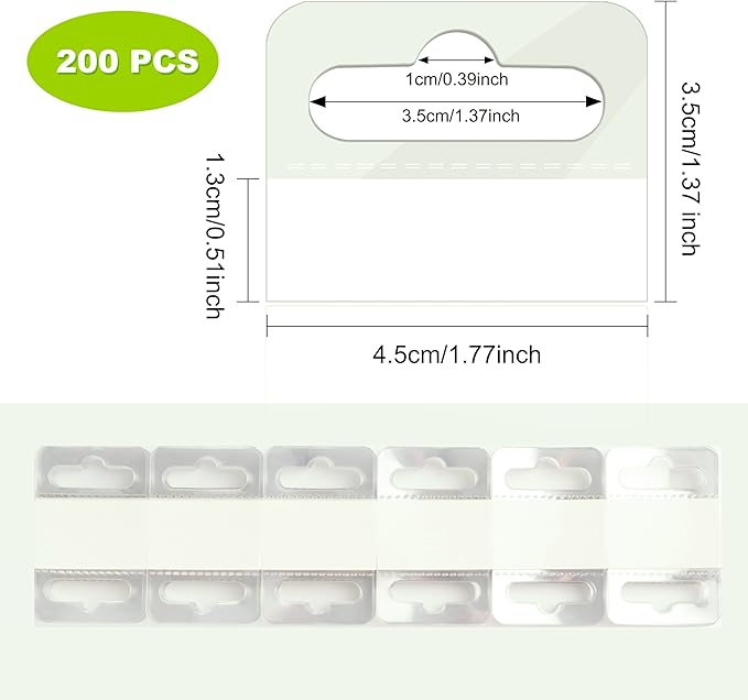 200 Pcs Hang Tabs, Clear Self-Adhesive Hanging Tabs, Heavy Duty Adhesive Hang Tags, Plastic Hang Tags with Slot Hole, Hanging Product Tags for Retail Display, 1.77x1.37 Inches
