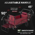 LEVELEVE Heavy Duty Folding Wagon - 2-in-1 Collapsible Cart, 650lb Capacity, All-Terrain Wheels w/Brakes & Side Pockets