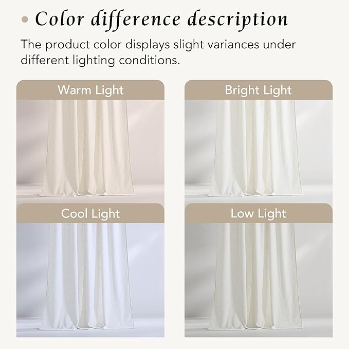 NICETOWN Thick Linen Curtains 96 Inches Long for Living Room 2 Panels Set, Back Tab/Rod Pocket with Pleat Tape Privacy Added Window Treatments for Farmhouse/Bedroom, Vanilla, W55 x L96