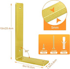 Gold Floating Shelf Bracket 10 Inch, 6 Pack Heavy Duty Shelf Brackets, Wall Shelf Bracket for DIY Decorative with Mounting Hardware