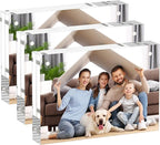 AITEE 3.5x5 Acrylic Picture Frames 3 Pack, 20% Thicker Block, Clear Picture Frames Freestanding Double Sided Magnetic Acrylic Lucite Frameless Transparent Square Frame Gift for Desktop Display