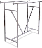 Econoco - Adjustable Heavy Duty Double Bar, Retail Clothing Rack, Rectangular Hangrail Rack w/V-Brace