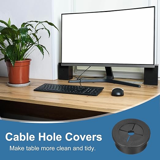 uxcell 2Pcs Cable Cord Grommet, 1-1/8"(28mm) Rubber Desk Grommets Wire Pass Through Hole Cover with Marked Cable Ties for Home Office Cable Wire Protection, Black