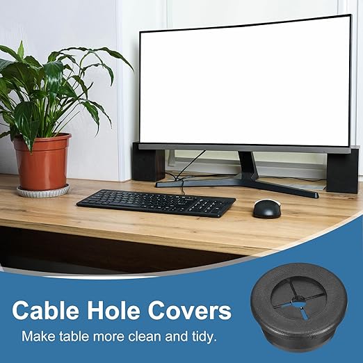 uxcell 6Pcs Cable Cord Grommet, 1"(25mm) Rubber Desk Grommets Wire Pass Through Hole Cover with Marked Cable Ties for Home Office Cable Wire Protection, Black